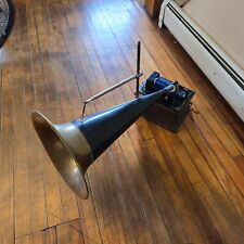Antique Thomas edison fireside Phonograph model A brass speaker and crane Works picture