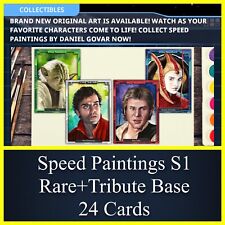 SPEED PAINTINGS SERIES 1 RARE WHITE+TRIBUTE BASE SET-TOPPS STAR WARS CARD TRADER picture