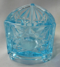 Vintage L. G. Wright Blue Glass Reuleaux Triangle Footed Toothpick Holder picture