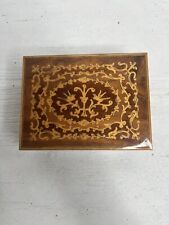 VTG '60s REUGE Swiss Jewelry Music Box Inlaid Wood Sorrento Italy Evergreen Song picture