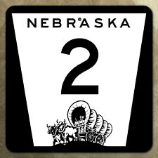 Nebraska route 2 highway marker road sign shield 1975 Conestoga wagon oxen 12