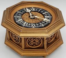 Rare Vintage Kienzle Clock Desk Table Germany Brass Octagon Sun Heart Scroll  picture