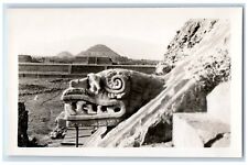c1940's Quetzalcoatl Temple Sun Pyramid Teotihuacan Mexico RPPC Photo Postcard picture