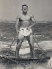1950s Original 4X3 Black & White Photo Waterskiing MALE BEEFCAKE Gay Interest picture
