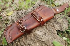 8”long custom handmade leather sheath fits up to 7.5”cutting blade vertical picture