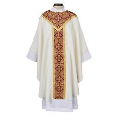 Printed Gothic OFF-white Chasuble Polyester with Gold Lace Trim Size:59 x 51