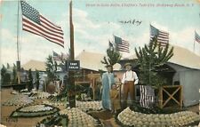 c1908 Postcard Chaffee's Tent City, Rockaway Beach NY Flags, Family, Camp Carlos picture