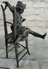 Bronze, Child with Cat Over the Chair, bronze Sculpture Signed Iffland Hot Cast picture