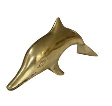 Vintage Solid Brass Dolphin Statue Sculpture MCM Aquatic Collectible Figurine picture