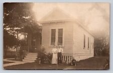 c1906 RPPC Couple with Boy in Wagon & One on Ground ANTIQUE Postcard 1320 picture