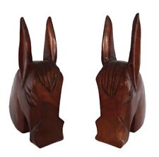 Vintage MCM dark finish wooden donkey bookends picture