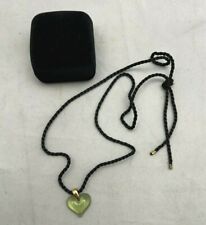 LALIQUE Green COEUR OPALESCENT CRYSTAL HEART Pendant Necklace Signed FAST SHIP picture