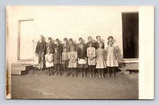 RPPC Portrait of Studen Children at Old Schoolhouse Likely ME or NH Postcard picture