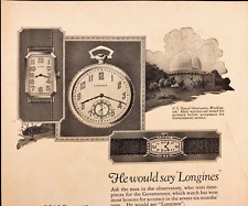 1925 Longines Watch Vintage Print Ad U.S. Naval Observatory Washington picture