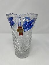Beautiful Vintage Anna Hutte Blue Bleikristall Lead Crystal Vase Germany 6.25” picture