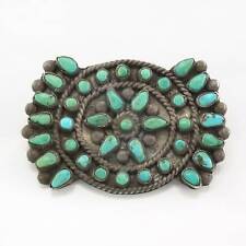 Zuni Sterling Silver Turquoise Brooch Cluster picture