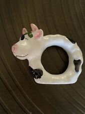 Ceramic Christmas Holiday cow Napkin Rings in great condition  - Lot of 12 picture