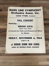 Rare LOUIS VYNER SERGIU LUCA Concert Poster 1964 picture