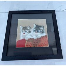 Suzhou Fine Thread Silk Embroidery Art of Two Kitten Picture Framed Handmade picture