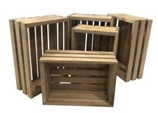 Rustic wood crates sets of 5 light brown by Mowoodwork made in USA picture
