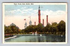 Detroit MI- Michigan, Water Works Park, Antique, Vintage c1922 Souvenir Postcard picture