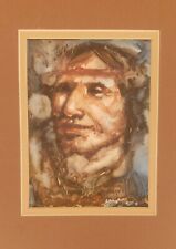 Original Jane Mauldin Untitled (Man) Native American Western Art Watercolor picture
