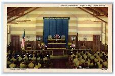 c1940 Interior Emmanuel Chapel Camp Worship Pray Soldier Grant Illinois Postcard picture