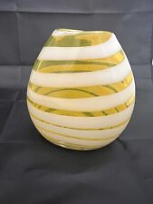 Hand Blown Glass Vase Yellow White Swirls picture