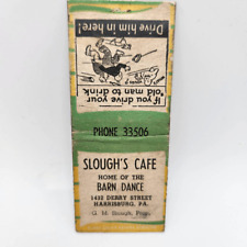 Vintage Bobtail Matchcover Slough's Cafe Home of the Barn Dance Harrisburg Penns picture