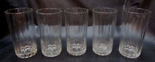 Set 5 Old 1930's 3x5 Narrow Ribbed 16 Panel Heavy Clear Glass Antique Tumblers picture