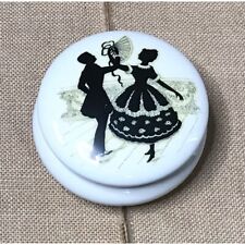 Vintage B&C France Courting Couple Silhouette Porcelain Vanity Dish Trinket Box picture