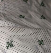Vtg Dotted Swiss Flowers Flocked White /Green Dot Embroidered Fabric 110” x 45