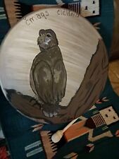 * EXCEPTIONAL LARGE  VINTAGE NATIVE AMERICAN DRUM 18 IN. OWL  SHAMAN NICE  ** picture