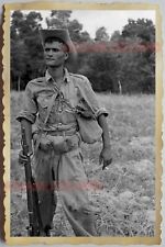 50s Vietnam SAIGON FRANCE FRENCH ARMY SOLDIER GUN RIFLE POSE Vintage Photo 764 picture