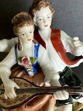 FINE Antique HP Dresden Schaubach HUS Courting Couple Figure Mandolin EXCELLENT picture