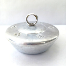 Vintage Buenilum Small BOWL w/ LID Hand Wrought Hammered Aluminum Daisy Flowers picture