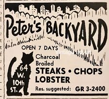 Peter's Backyard Steaks Chops W 10th St NYC VINTAGE AD 1968 2.5