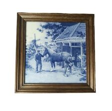 MOSA Holland Dutch Delft Style Framed Tile Farrier Blacksmith picture
