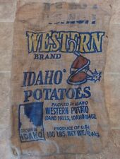 Vintage Burlap Potato Sack WESTERN Brand Idaho 100lb Bag picture