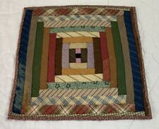 Vintage Antique Patchwork Quilt Table Topper, Log Cabin, Early Calicos, Nice picture
