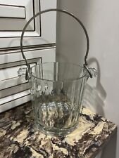 Vintage Crystal Ice Bucket W/ Metal Handle - Pressed / Cut Glass picture