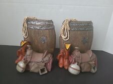 Western Bookends Set Saddle, Barrel, Boots Cowboy Theme picture