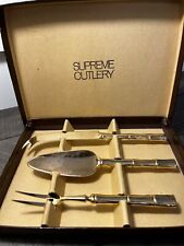 Towle Supreme Cutlery Gold Electroplate Bamboo Pickle Fork Cheese Knife Server picture