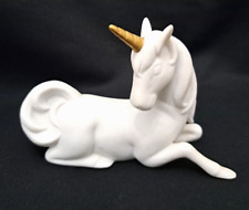 Vintage Lefton Unicorn Bisque White Porcelain w/ Gold Horn 5” Hand Painted 03883 picture