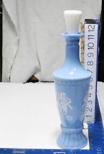 Vintage Jim Beam Blue White Milk Glass Decanter stopper Blue collectible 1960 picture