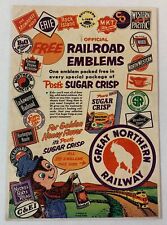1954 Post Sugar Crisp RAILROAD EMBLEMS premiums ad page picture