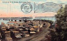 Burlington IA Iowa Train Railroad Bridge to Cadillac MI Holmen Vtg Postcard C63 picture