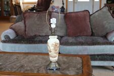 Crest Lamp Company Vintage Tall Porcelain Table Lamp Brown Village Scene picture
