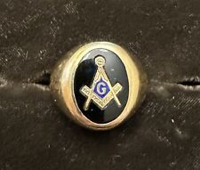 Vintage 10k Yellow Gold Men's Freemason Masonic Ring picture