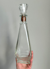Vintage Glass Decanter Barware Armstrong Clear Bourbon Bottle Spirits Forbidden picture